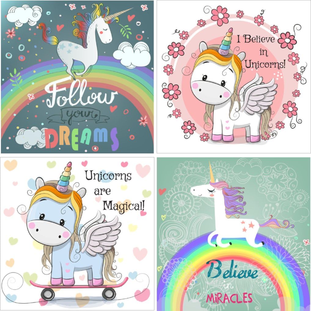 Unicorn Rainbow Stickers-- Fun Unicorn Gift & Party Favor--24 Pack with 4 Uniquely Cute Designs to Delight Unicorn Lovers of All Ages