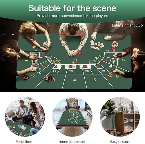Miniatura 6 de Tapete de póquer  71 x 35 pulgadas, 47 x 24 pulgadas, 94 x 47 pulgadas, tapete de mesa de póquer de espuma de goma portátil, tapete de diseño de