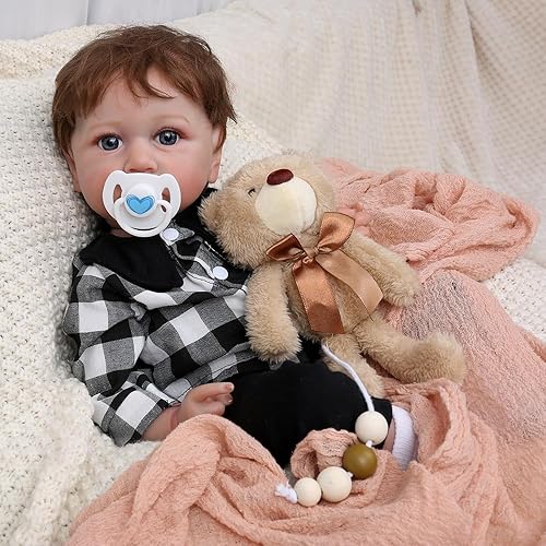 Miniatura 4 de KSBD Reborn Baby Dolls Saskia, muñeca recién nacida de 20 pulgadas con venas realistas, muñeca Reborn de vinilo hecha a mano realista con cuerpo de