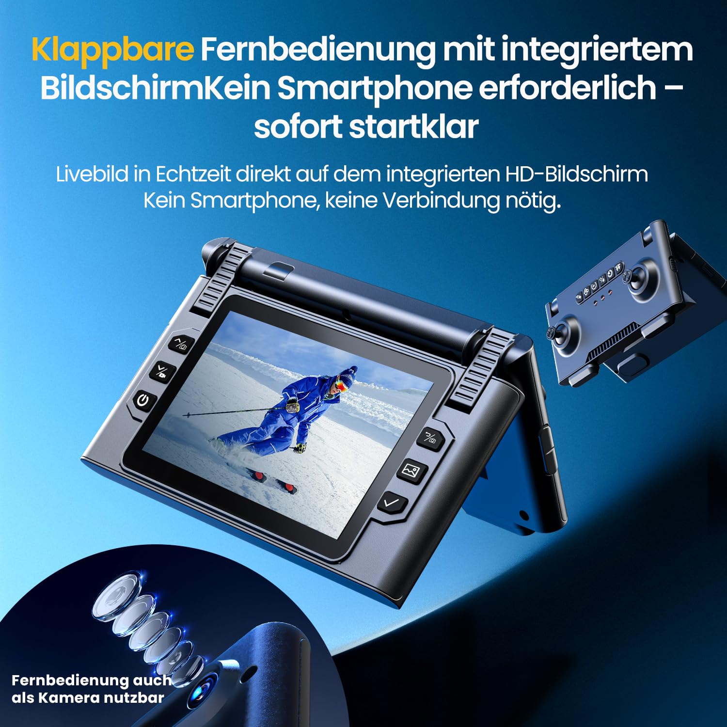 M66 1080P Kamera Drohne mit 4,3 Zoll Bildschirm-Fernsteuerung, 40 Min Flugzeit (2 Akkus), Bürstenloser Motor, 5G Übertragung, Einsteiger Drohne für Jugendliche & Nahaufnahmen