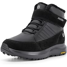 Wide Width Mens Winter Boots Fur Lined Extra Wide Snow Boot Lightweight Non Slip Outdoor Mens Diabetic Shoes for Flat Feet