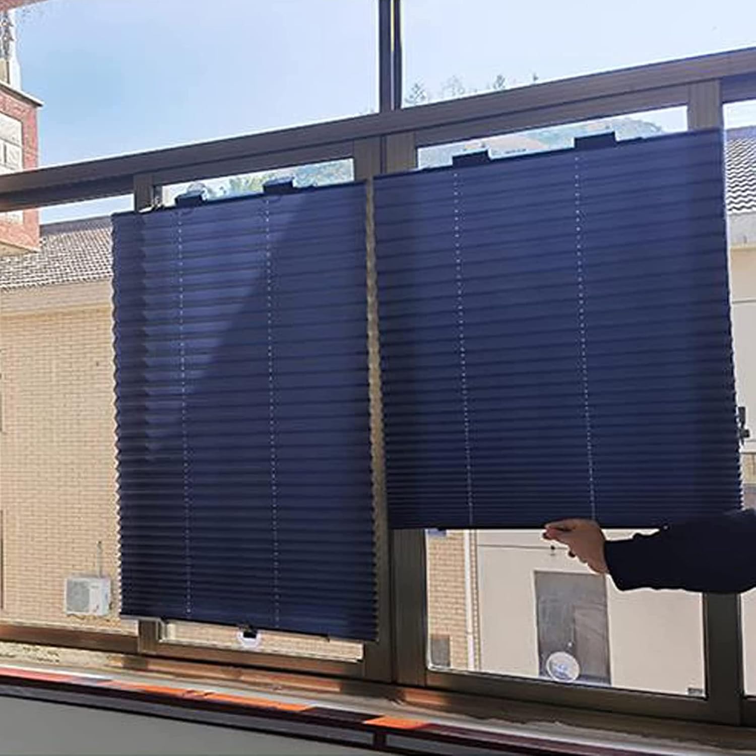 Sunshade Pleated Blinds,Blackout Blinds,Thermal Insulated Curtain with Suction Cups,Portable Retractable Blinds,Privacy Blinds,Bathroom,Office,Sunscreen,Foldable,80x140cm/31.5x55.1in