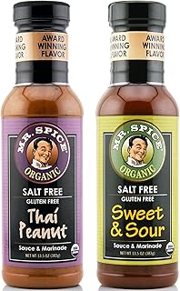 Mr. Spice Organic Thai Peanut & Sweet and Sour Sauce, Low Sodium Sauces ...