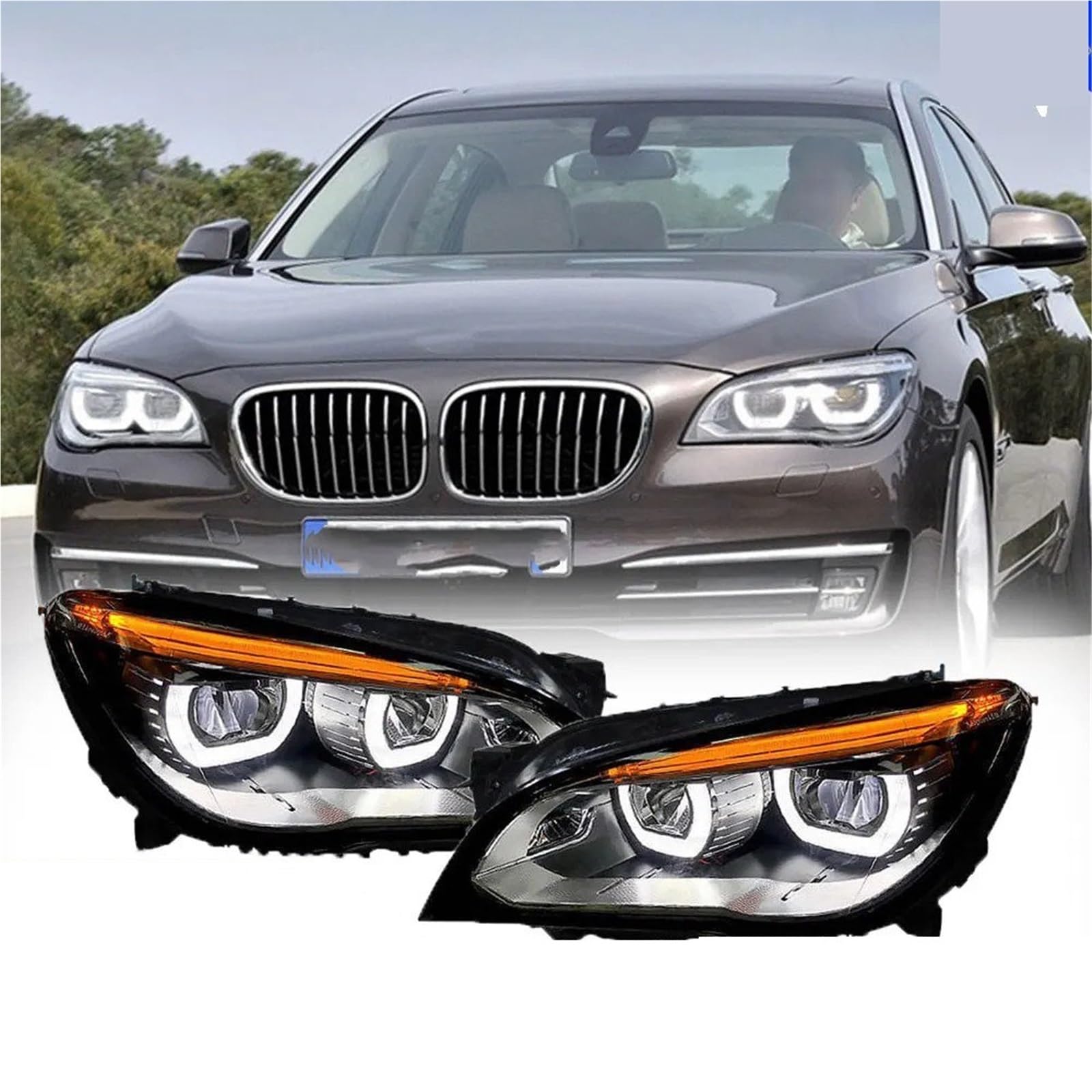 Gruppo Faro per Auto BMW F01 F02 730i 735i 2009-2015 Faro Completo per Auto Lampada Frontale DRL Indicatore di direzione Lente proiettore