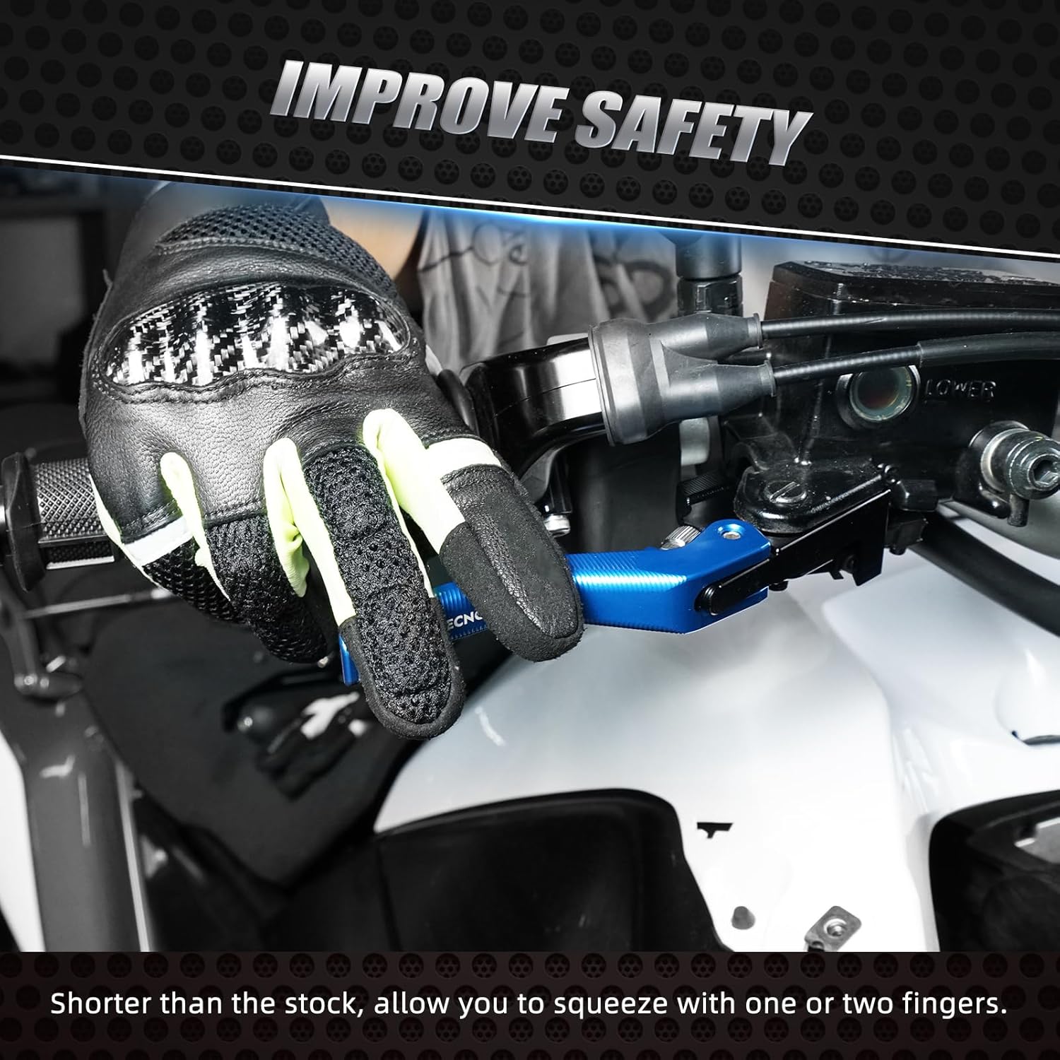 NICECNC Shorty Brake Clutch Lever, Aluminum, Blue, Compatible with Yamaha Tenere 700/XTZ700 2019-2024, Tenere 700 World Raid 2022-2024, MT-09 2018-2020, MT-07 2018-2020