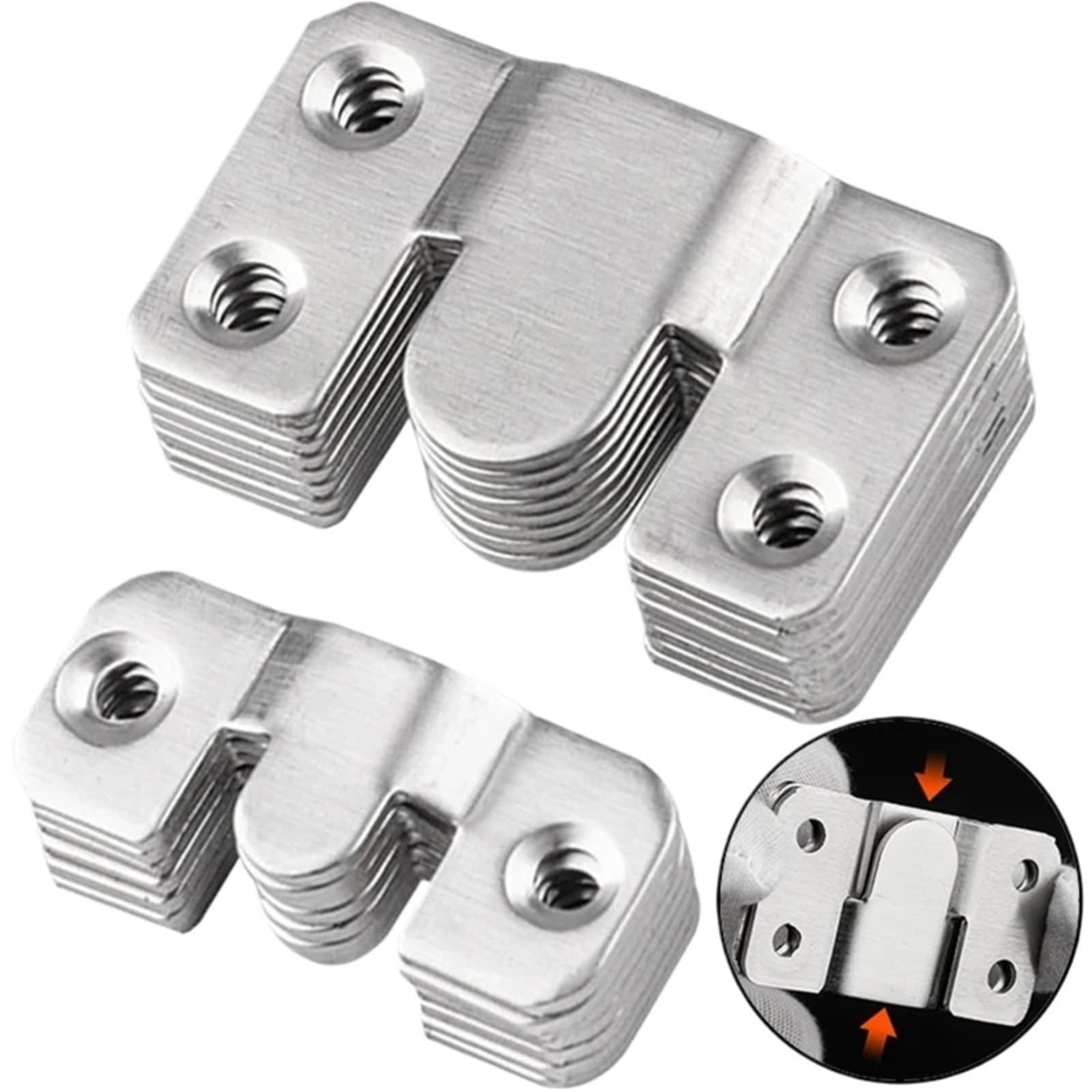 Cidegoo L Corner Code 1-10Set Picture Frame Hooks Stainless Stee Wal Hanger Flush Mount Hanging Buckle Furniture Interlock Bracket Joint Connector(,10Pcs(5Set))