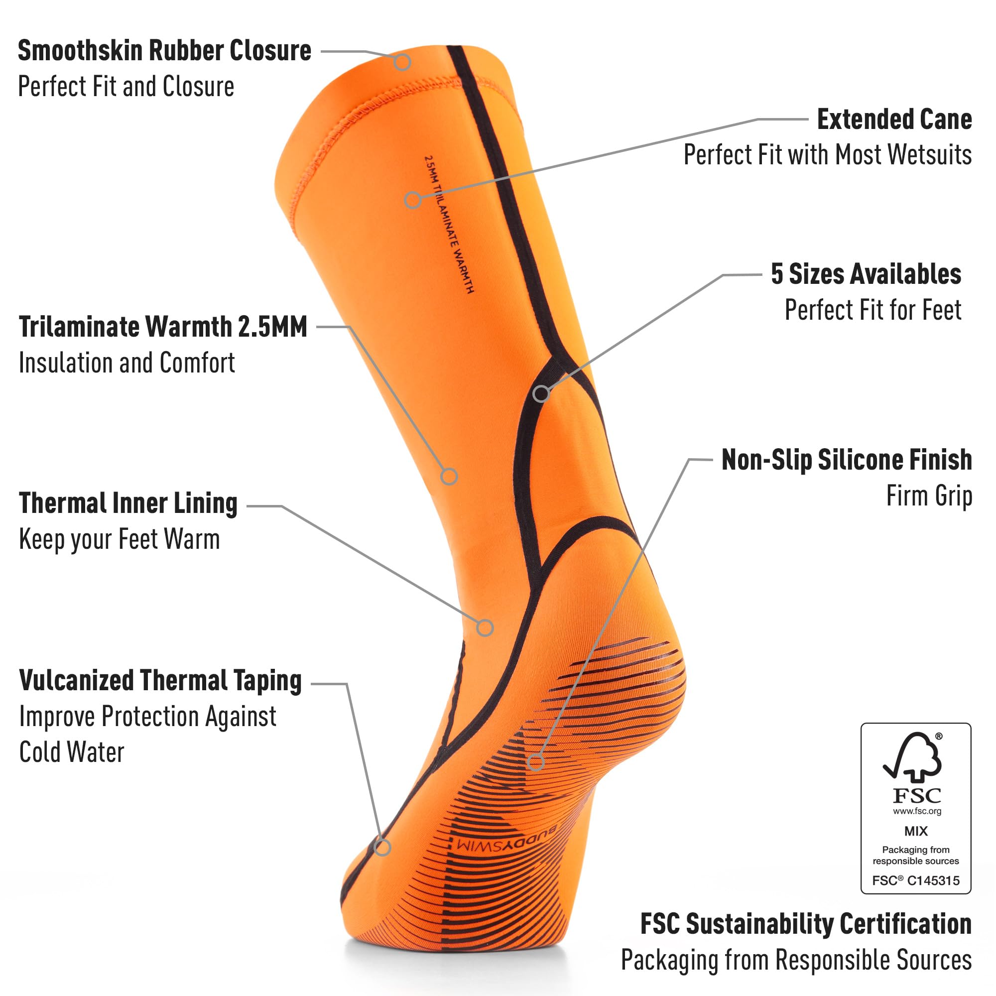 2,5 mm Neopren Socken zum Schwimmen im offenen Wasser. Neoprenschuhe für Frauen und Männer für Kälteisolierung, leicht zu halten, zum Tauchen, Surfen und Wassersport. Wasserdichte Socken.