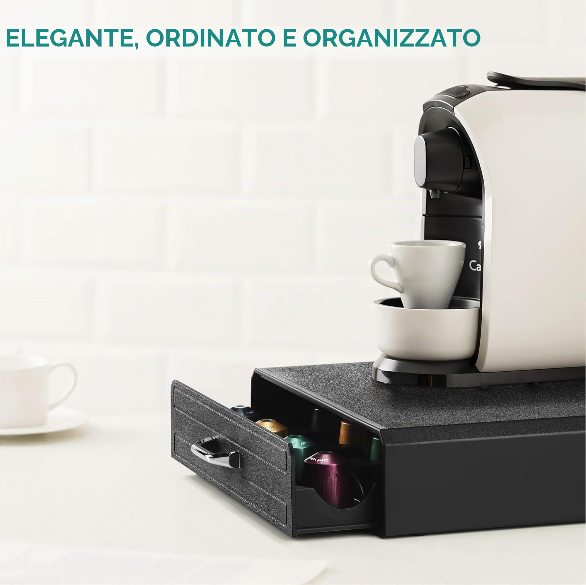 Navaris Cassetto Porta Capsule - Portacapsule Compatibile con Nespresso Vertuo - Contenitore 24x Capsule Macchina Espresso - Organizer e Supporto Macchine Caffè - Nero