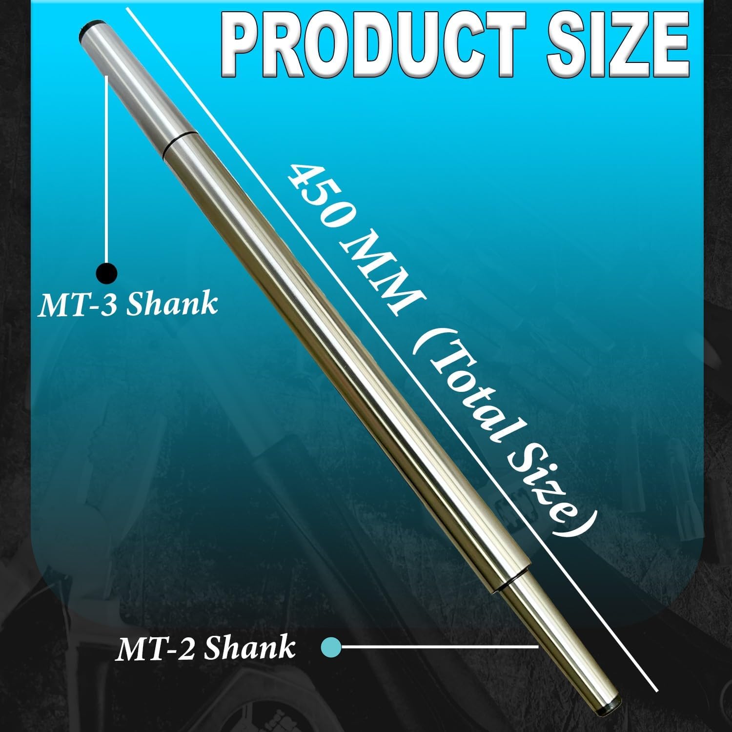 PRECISION STEEL LATHE ALIGNMENT TEST BAR MANDREL-HELPS LINING-UP HEADSTOCK & TAILSTOCK TO ELIMINATE ANY TAPER TURNING ON LONG LENGTH WORK-PIECE (DOUBLE END MT2 & MT3 (OAL 450 MM))