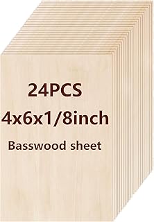 Basswood Sheets 24 Pack,4"x6"x1/8" Plywood Sheets,3mm Basswood for Laser Cutting,Laser Engraving Blanks,Drawing & Painting,Thin Natural Unfinished Wood for Crafts,Wood Burning,Scroll Saw Cutting