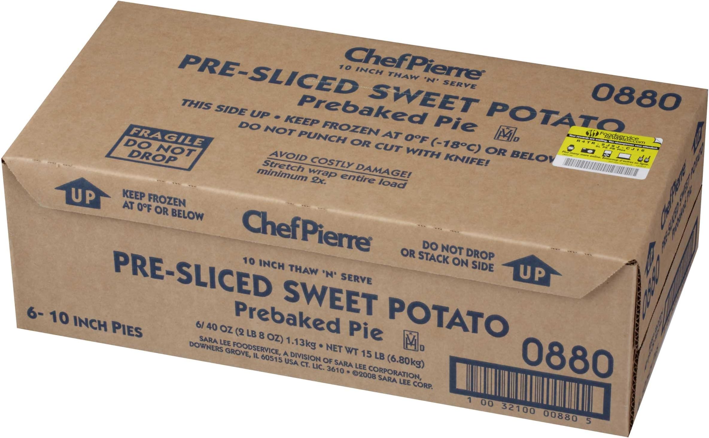 Chef Pierre Pre Sliced Sweet Potato Pie, 40 Ounce -- 6 per case.