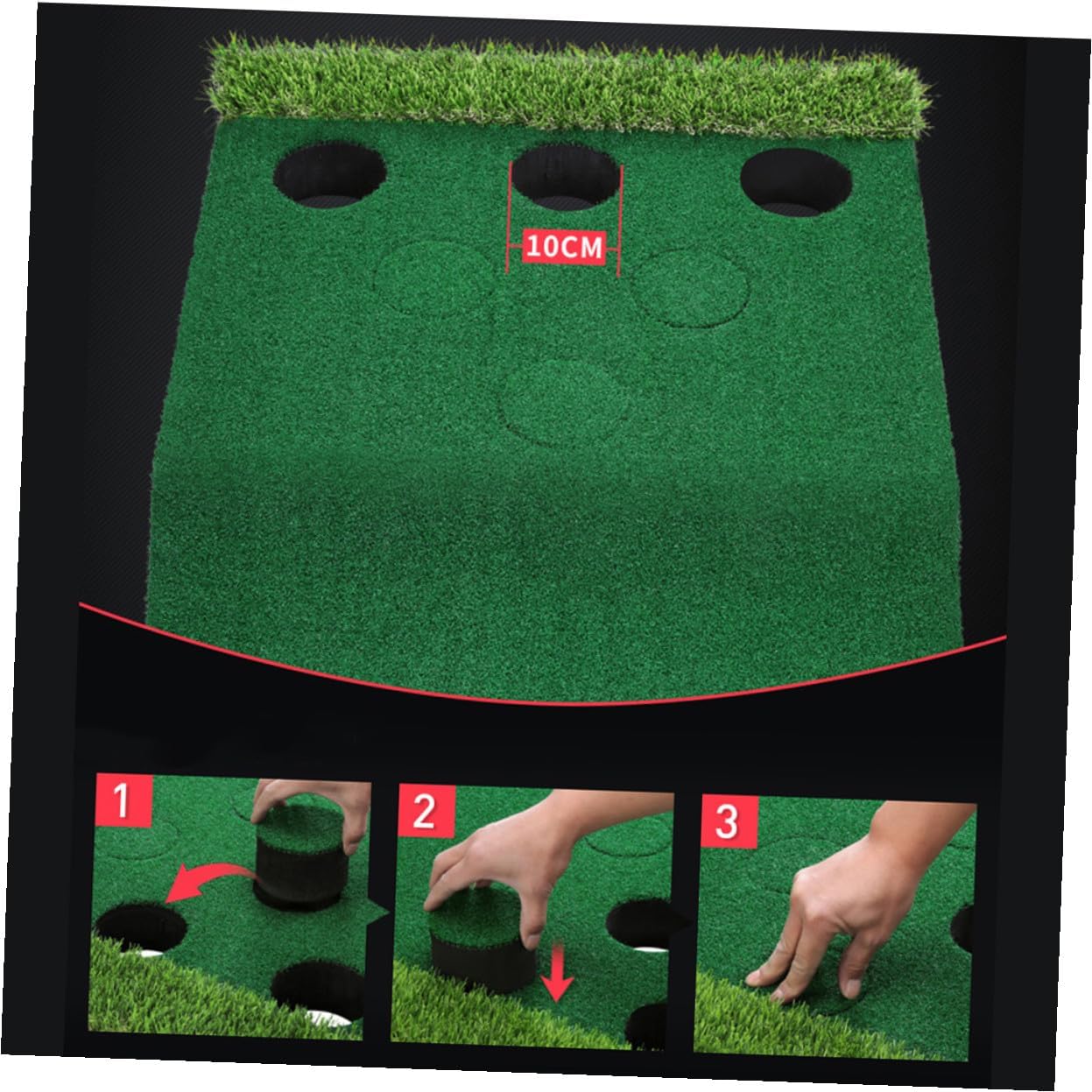 Indoor Golf Putting Mat Multi-Hole Design Practice Carpet Trainer Portable Green Fairway for Beginners Office Home Balcony Training Aid