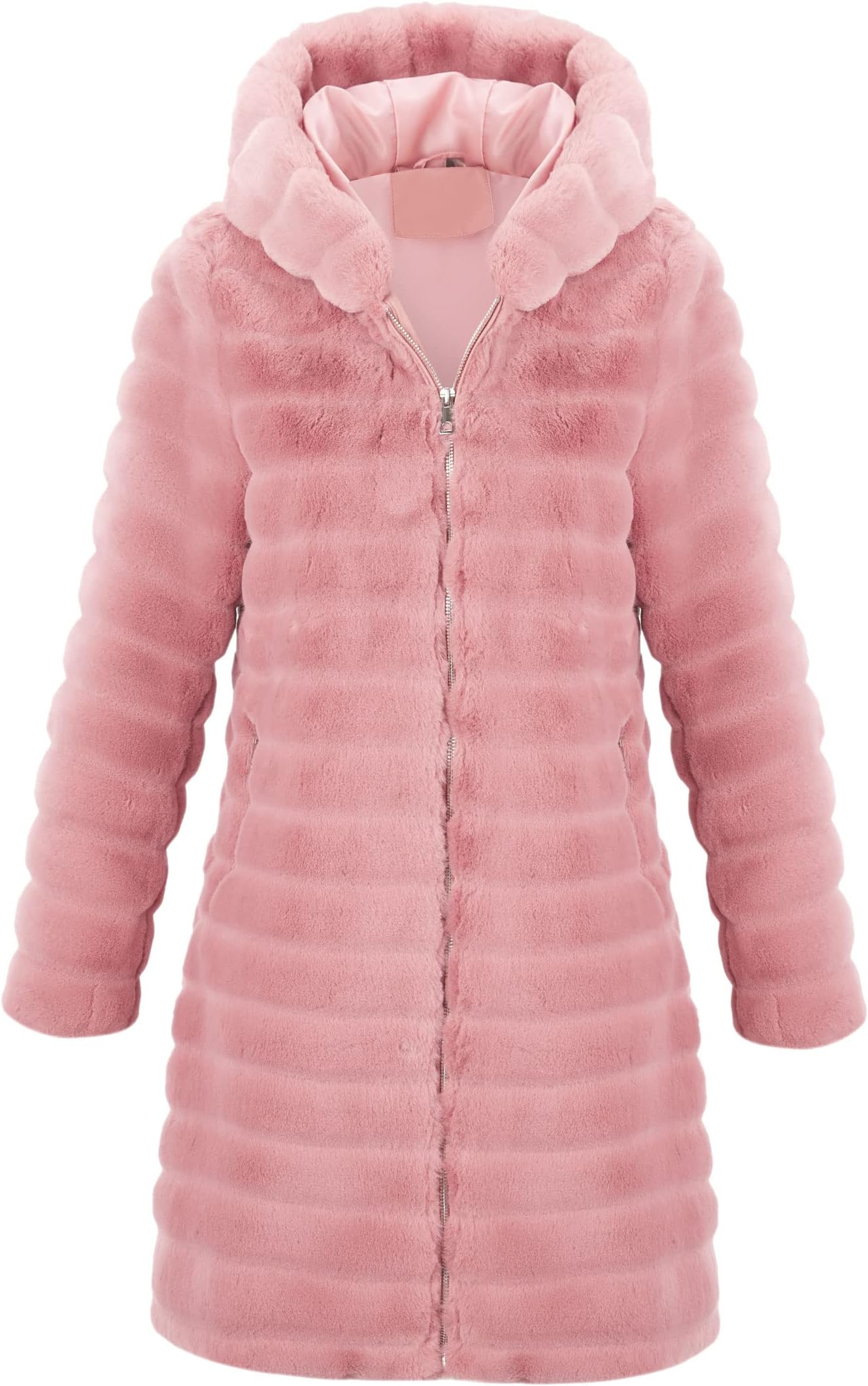 RISISSIDAWomen Long Faux Fur Coat Fuzzy Faux Fur Jacket 2022 Winter Spring and Fall Fashion, Thermal Zip Up Jacket Hooded