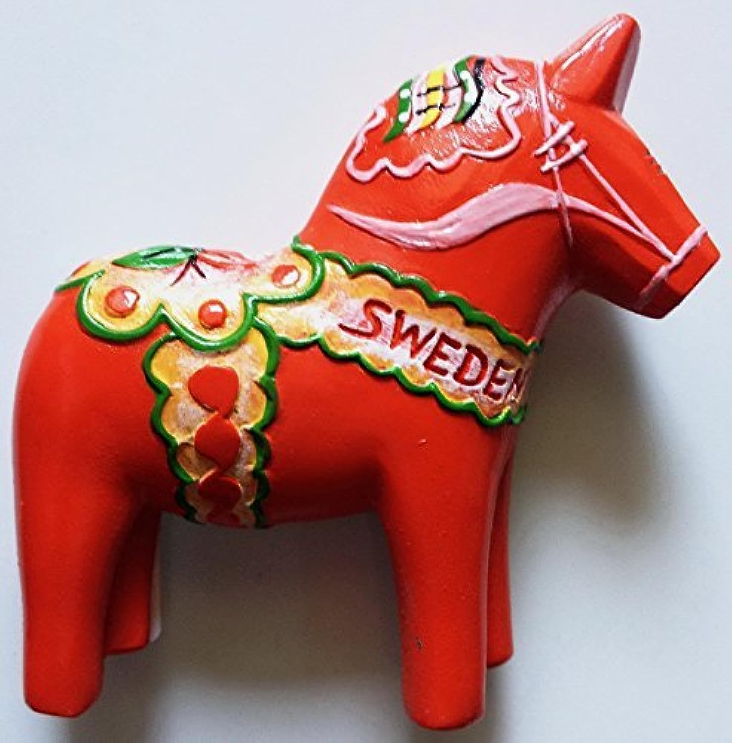 Tiny 2½" Red Dalecarlian Carved Dala Horse Sweden - Miniature Hand Made Resin 3D Europe Tourist Attractions Decorative Refrigerator Fridge Magnets Décor Collectible Traveler Souvenirs Gifts