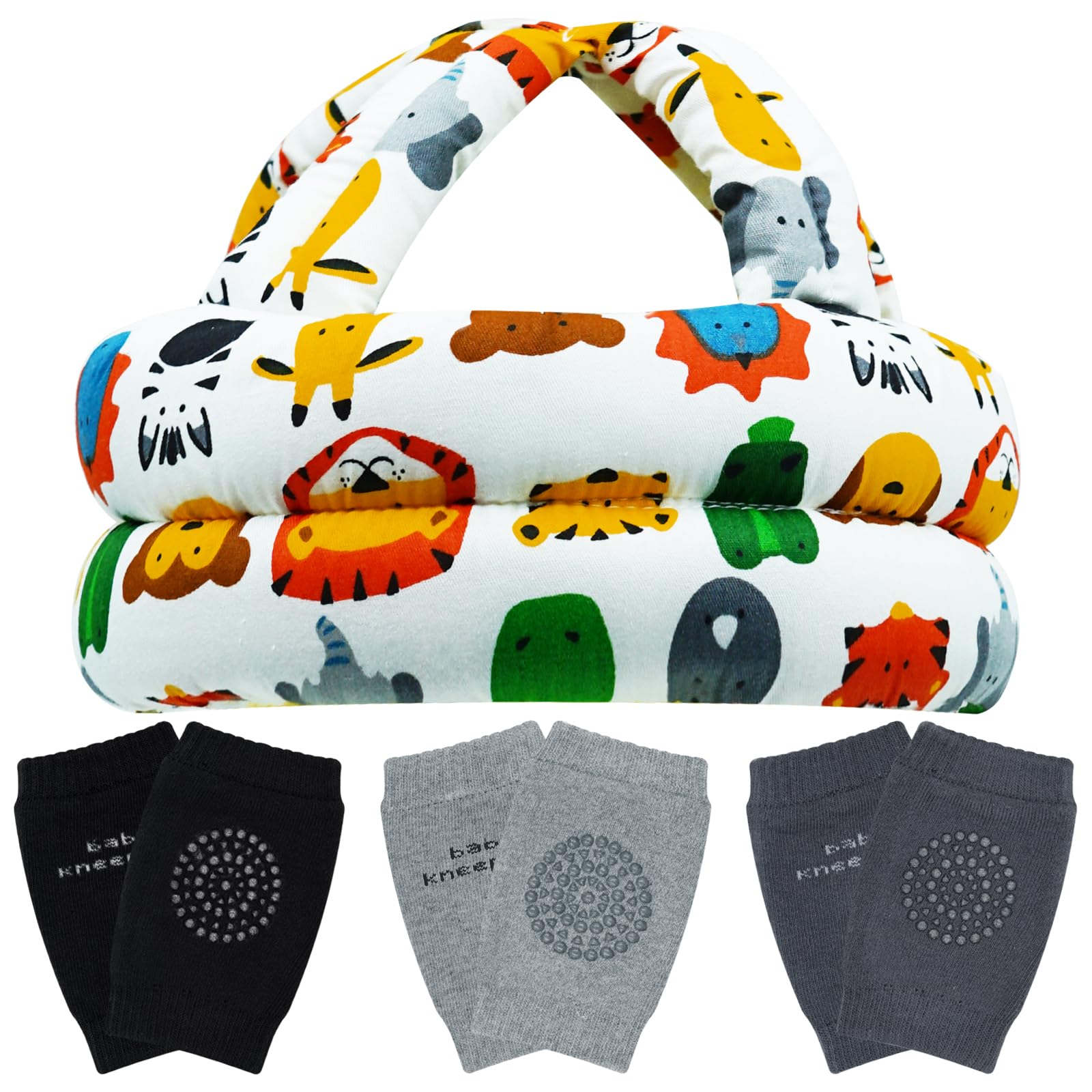 Baby Head Protector Helmet Cap & Knee Pads for Crawling Walking, Toddler No Bump Head Cushion Adjustable Protective Hat for 1 Year Old 6-12 Month