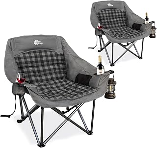 2 Pack Oversized Camping Chairs for Adults Heavy Duty Padded Lawn Chair