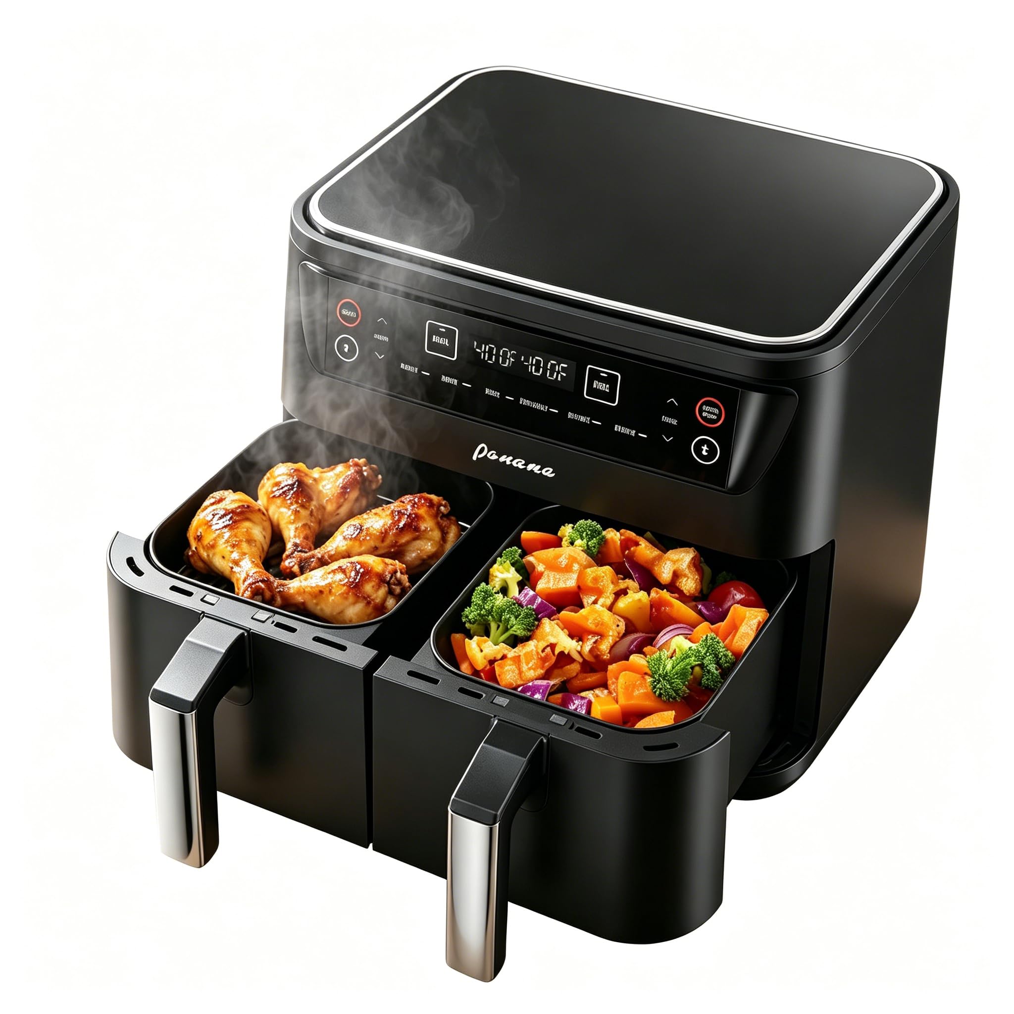 Panana 8L Air Fryer for Quick Meals, 6 Preset Function Air Fryers with Dual Basket, 2460W Oilless Healthy Cooking Airfryer for Home Use