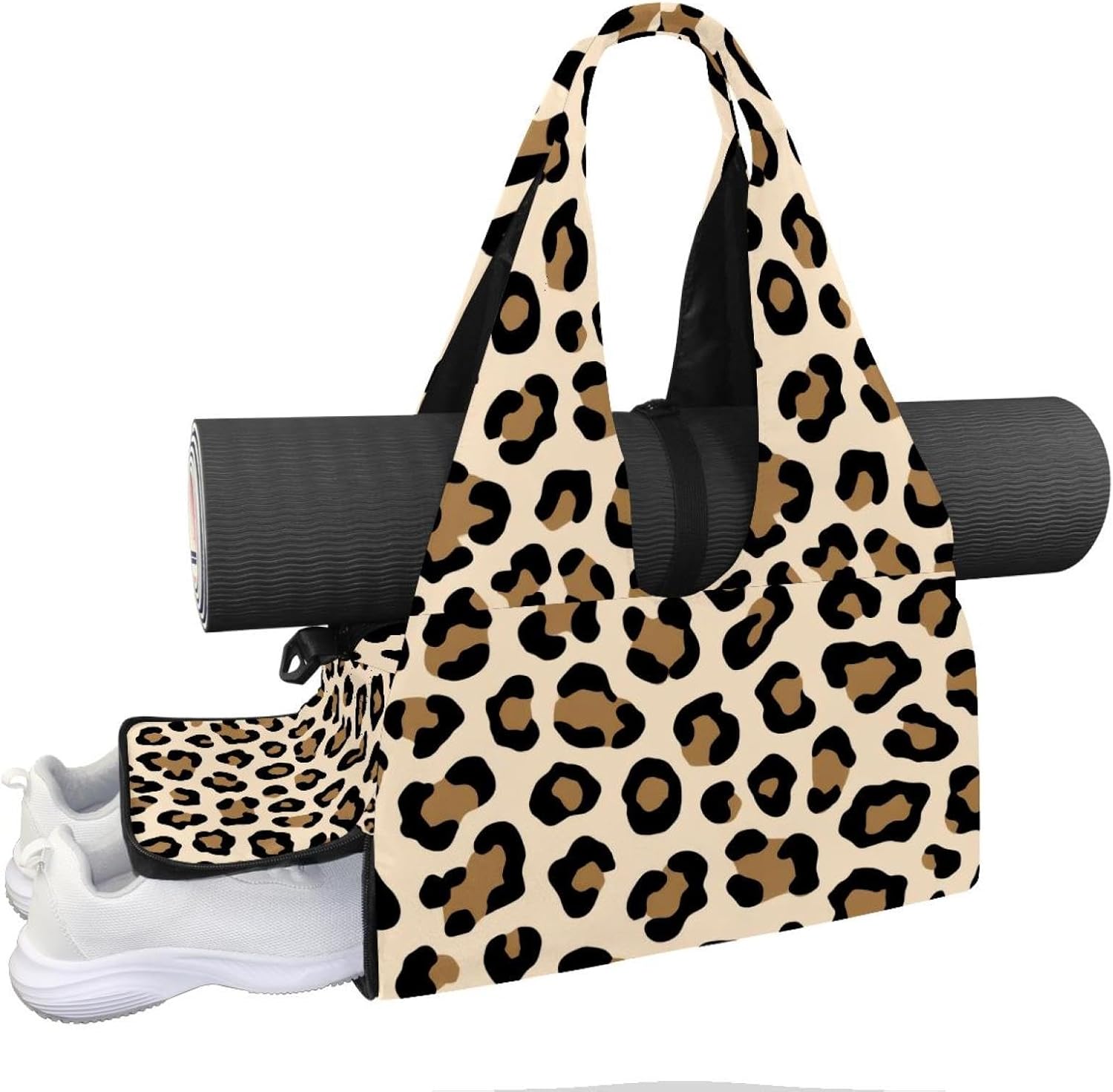 Yoga Mat Bag, Gym Workout Bag with Shoe Compartment, Pizza Pilates Bag for Women, Quick Access Storage Yoga Tote Bag for Sports Travel Office