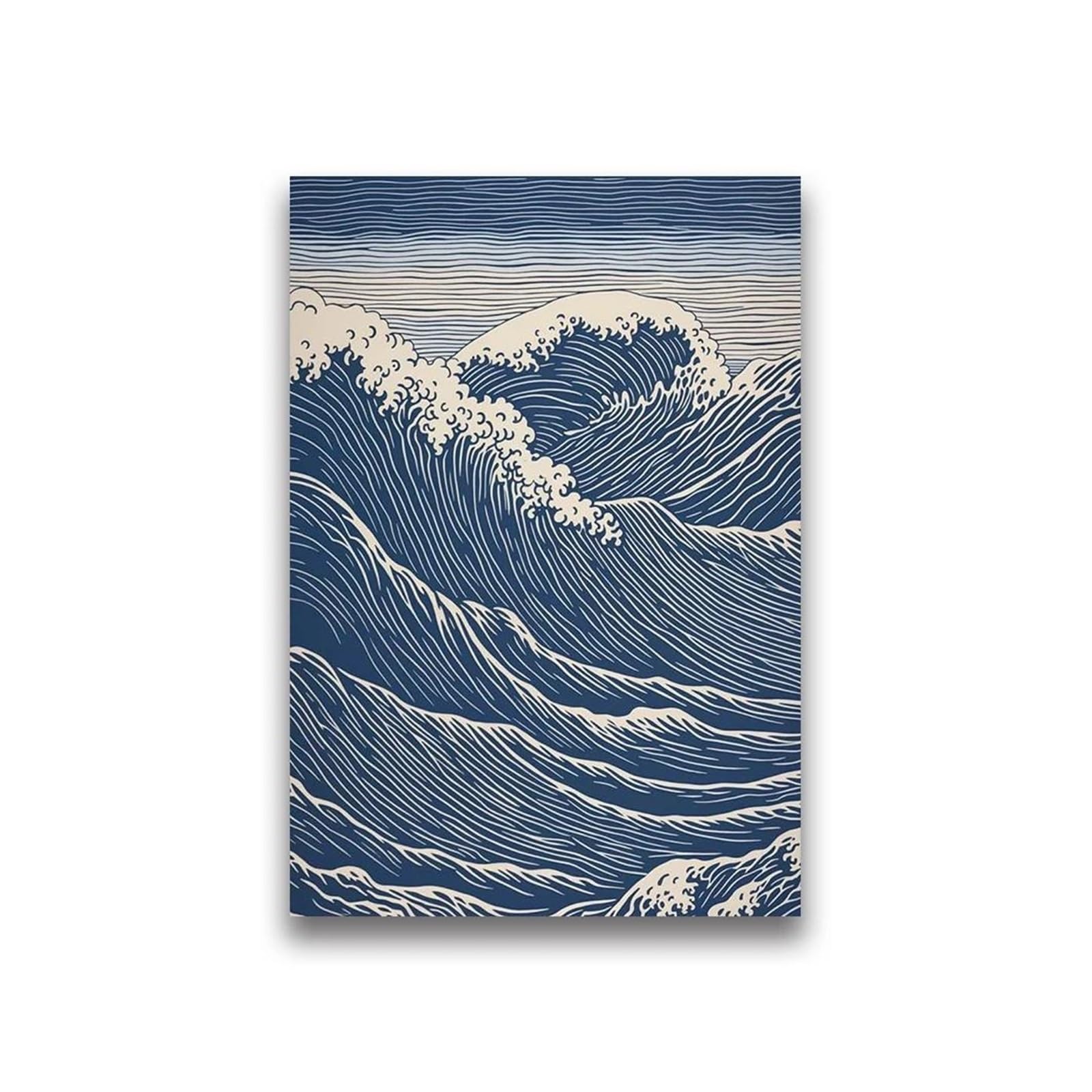 Tableau de baleine et dauphin sur toile 20x30 cm minimaliste moderne