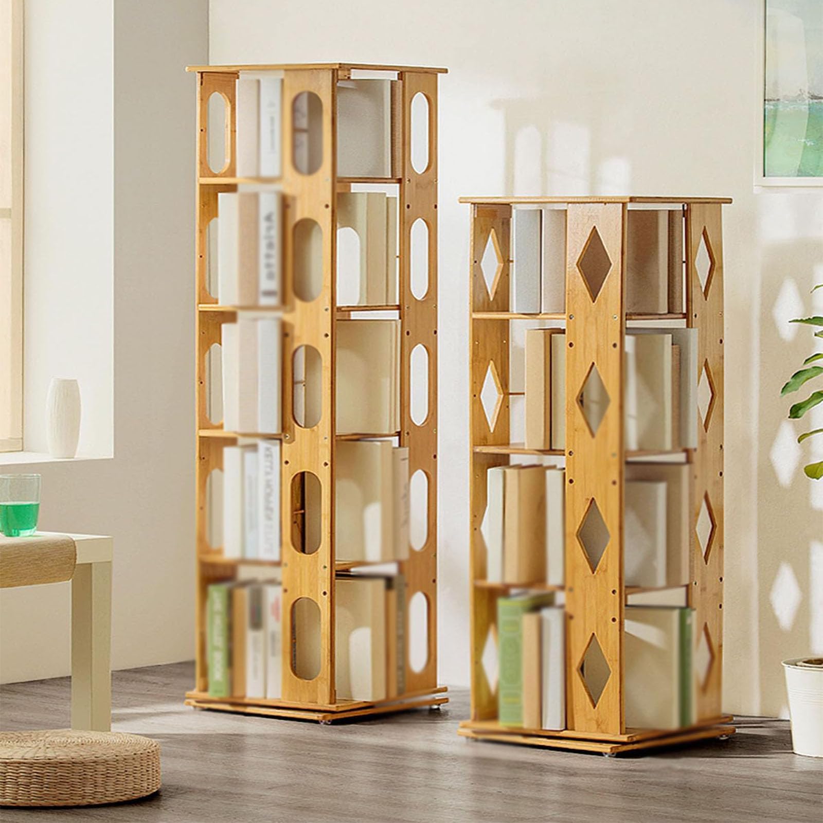 Espositore per libri per bambini rotante a 360° con armadietto per libri illustrati per bambini in legno da pavimento in piedi organizer per angolo domestico