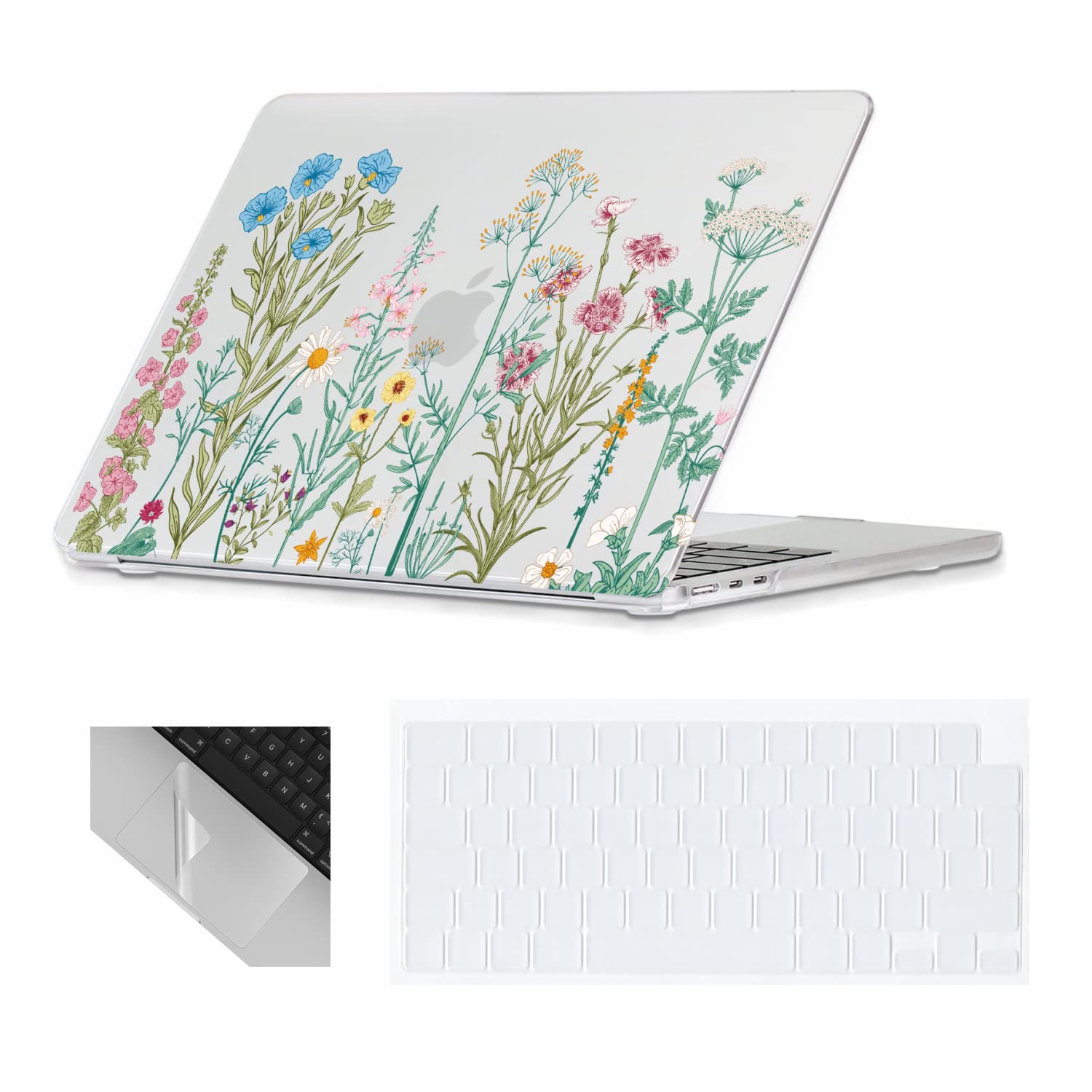 Se7enline Compatible with 13.6 MacBook Air Case M2 M3/M4 2022-2025 for Mac Air 13.6-inch A2681/A3113/A3240 Laptop Hard Shell Case with Keyboard Protective Cover & Trackpad Protector, Colorful Floret