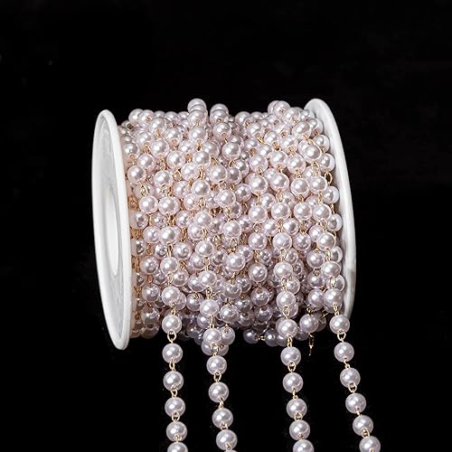 Vista 18 de KAOYOO 2 Yard Heart Shaped Acrylic Bead Bohemian Style Beaded Gold Chain for Wedding Decor Sewing Crafts, DIY Accessories Embellishments(2 Yard Gold)