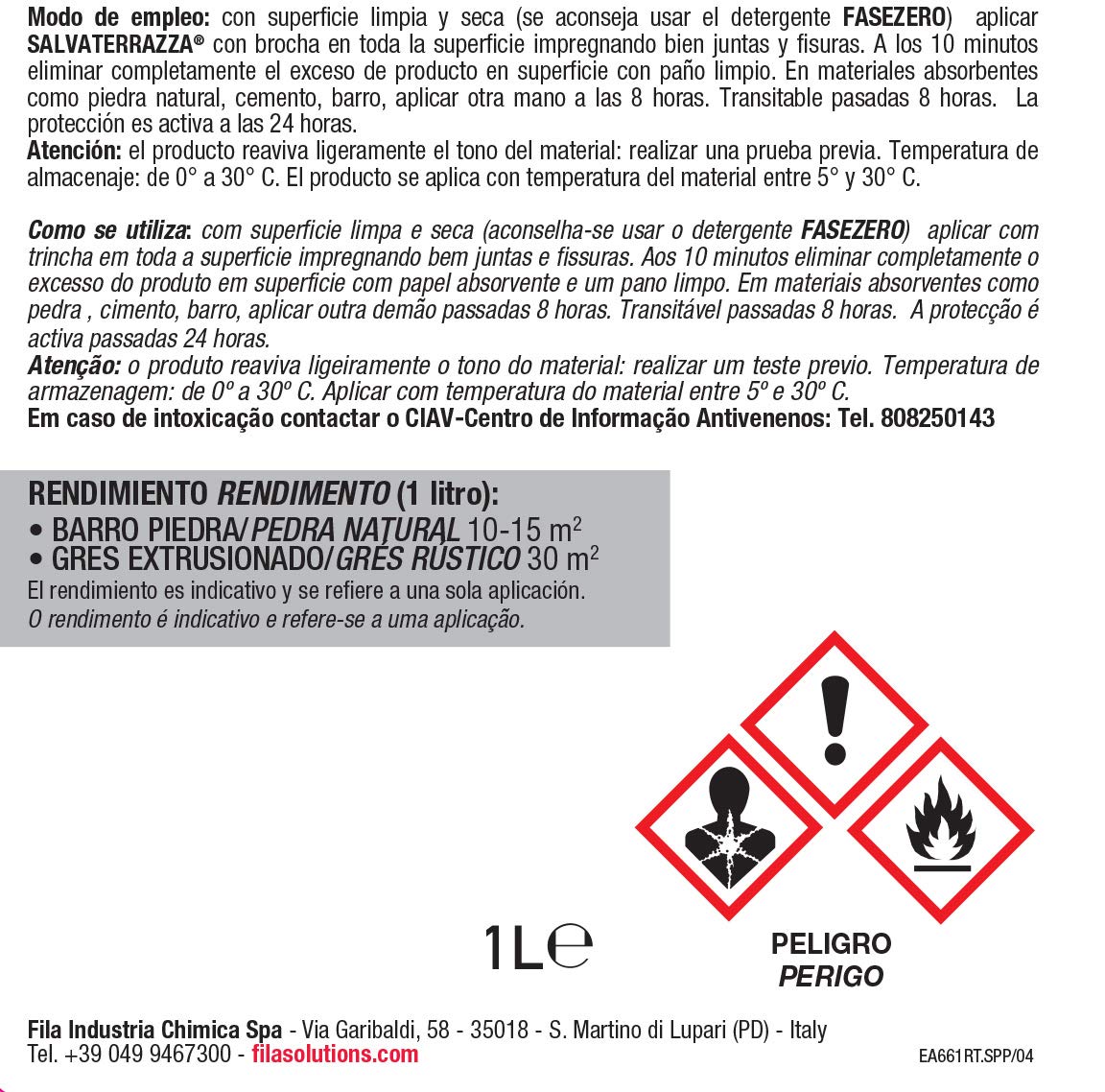 FILA Surface Care Solutions SALVATERRAZZA 1L, Hidrorepelente para Terrazas y Exteriores con Acción Consolidante y Anti Goteras