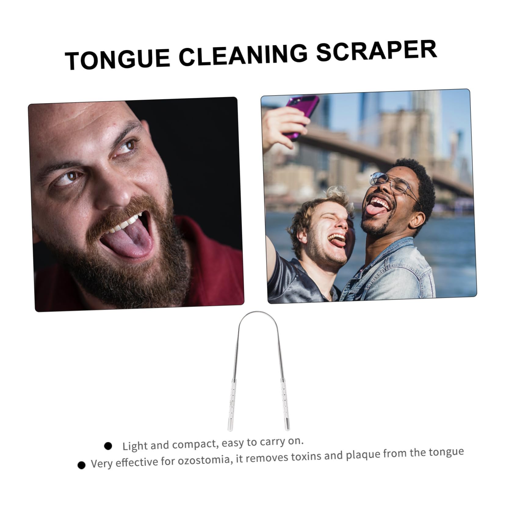 FRCOLOR 2PCS Handheld Reusable Scraper for Bad Breath Relief and Oral Lightweight Design for All Ages