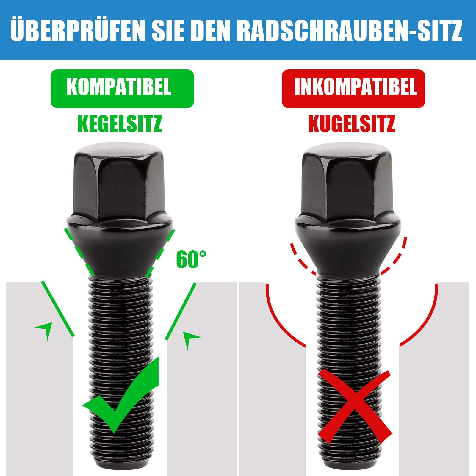 Komplet 20 śrub koła M12x1,5 x45mm do felg – łeb stożkowy 60° klucz 17mm – BMW