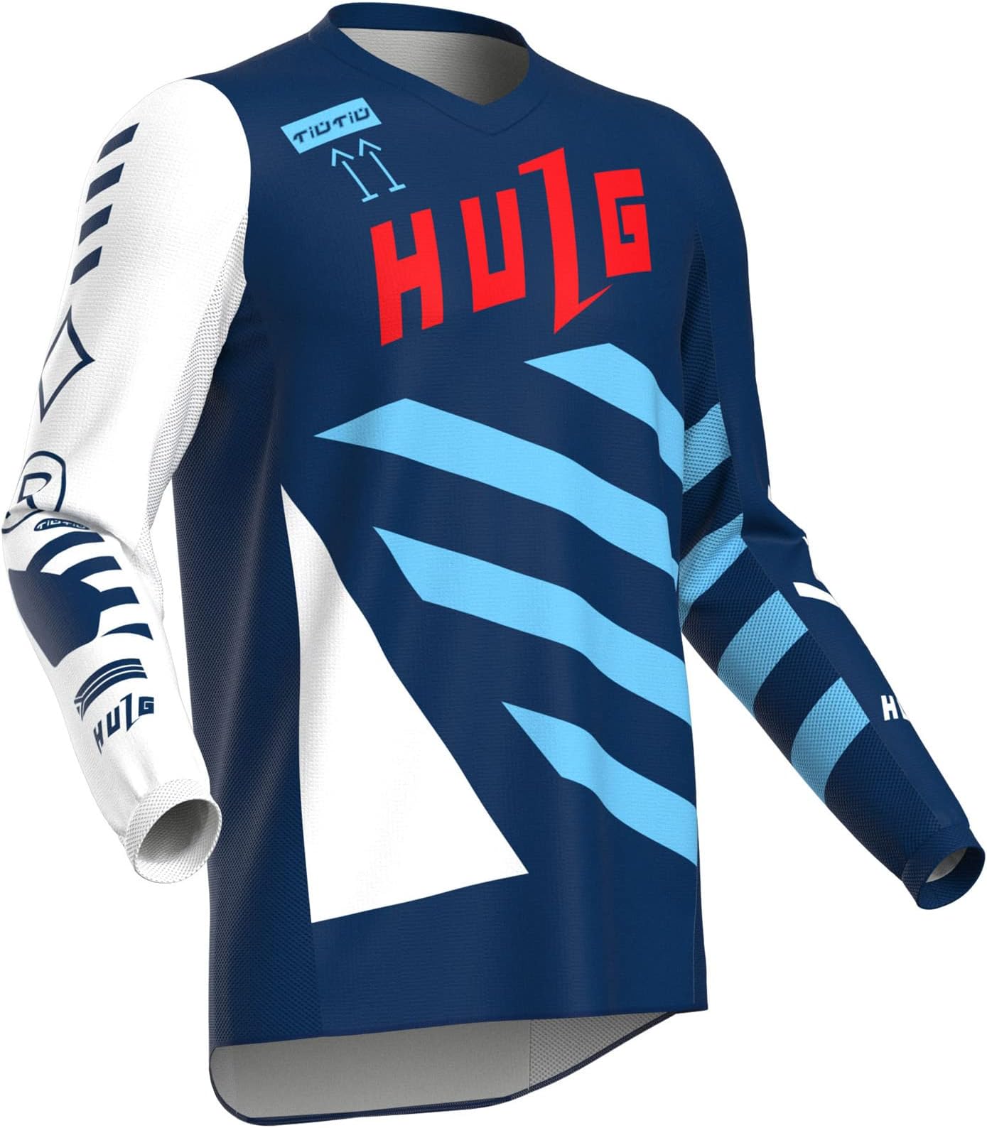 HULG Men's MTB Jersey Long Sleeve,Downhill Jersey, Mens Bike Wear Cycling/Motocross Clothes Mountain Bike Shirt MTB BMX (style-03,L)