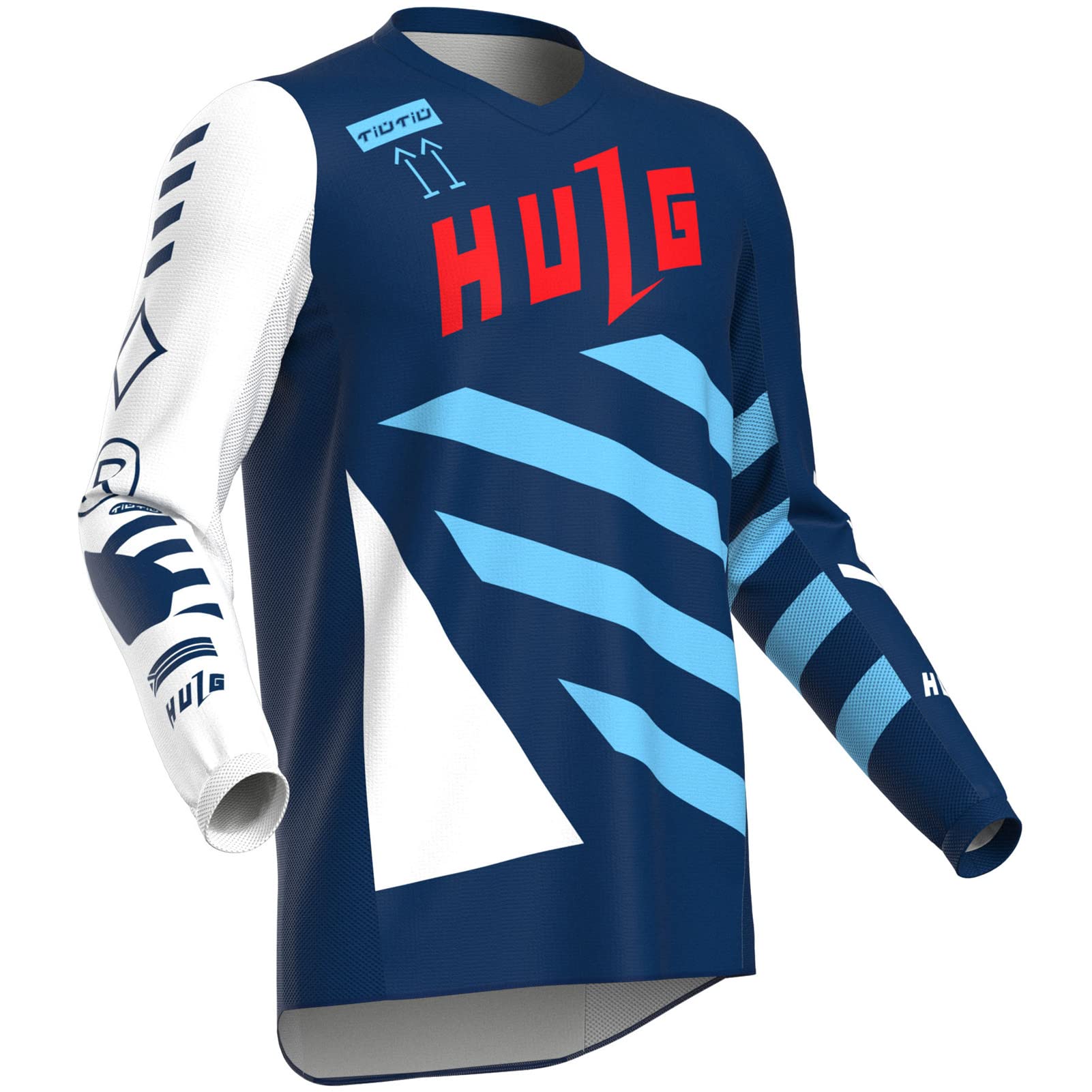 HULGHULG Men's MTB Jersey Long Sleeve,Downhill Jersey, Mens Bike Wear Cycling/Motocross Clothes Mountain Bike Shirt MTB BMX (style-03,L)