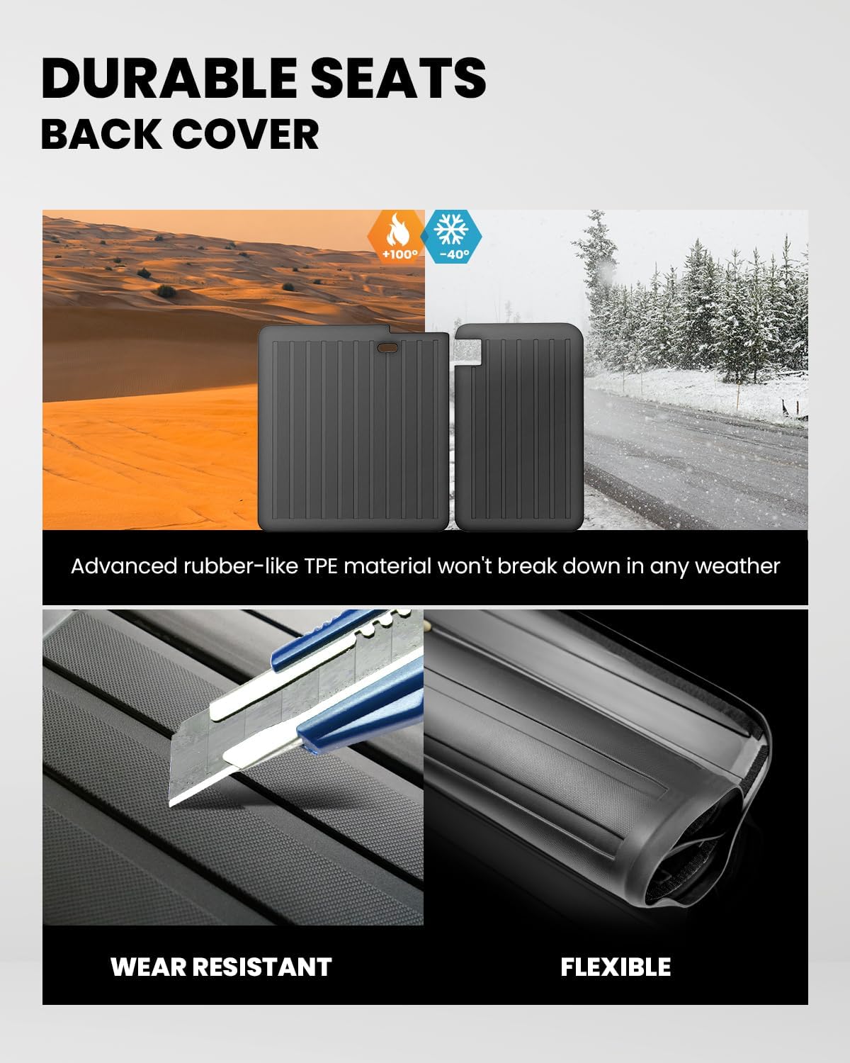 LASFIT Rear Seat Back Cover Fit for Tesla Model 3 Second Row Backrest Protector, TPE Wear Resistant Seat Mat for 2017-2023 Accessories, 2 PCS