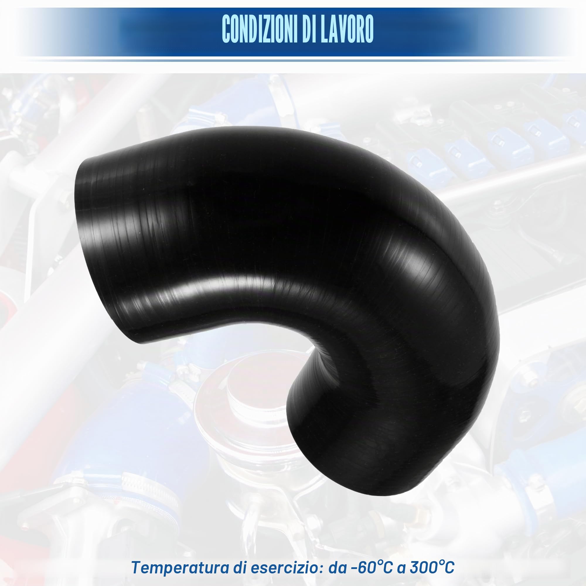 QUARKZMAN Tubo In Silicone 80mm 135°C Nero Per Auto 1 Pezzo | Spessore 5mm, Diametro Esterno 90mm, Lunghezza 100mm, Temperatura da -60°C a 300°C, Universale