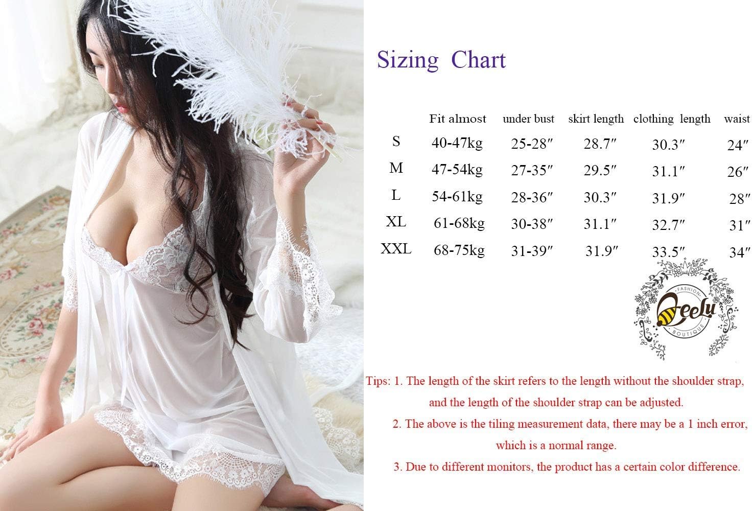 3pcs Womens Sexy Lingerie Dress Set Lace Babydoll Sleepwear Nightwear with G-String Belt White XL 2026 - view 1