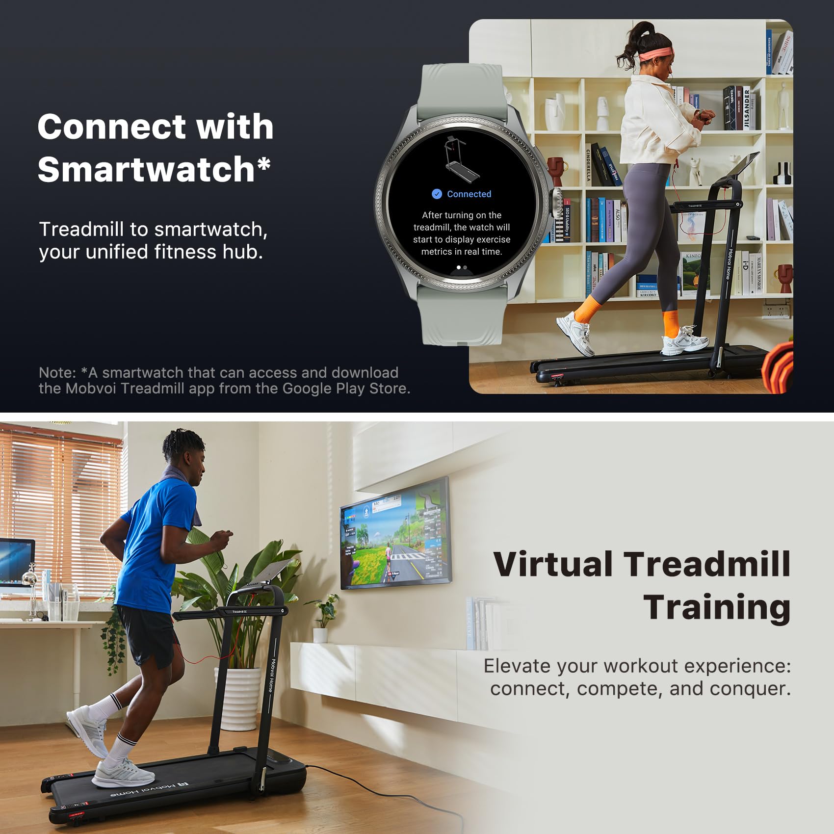 Mobvoi Home SE Smart AI Tapis Course Pliable 12km/h 120kg App TicSports LED Télécommande Compact Bureau Maison