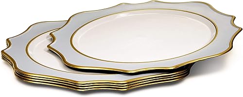 Miniatura 2 de OCCASIONS - Platos de 13 pulgadas festoneados de decoración, redondos, de acrílico