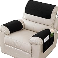 Vista 10 de Funda para Reposabrazos, Protector para Silla Reclinable, Protector para Muebles, Bolsillo de Almacenamiento Lateral, Funda Elástica para Beige