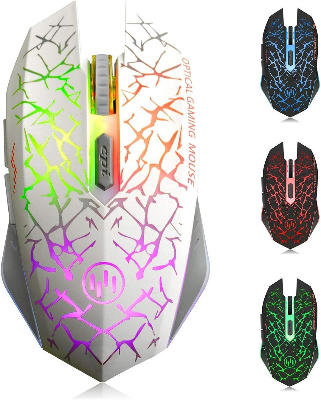 K6 Wireless Mouse, Rechargeable Silent LED Optical Laptop PC Computer Cordless Mice with USB Receiver, 2400 DPI 3 Adjust Levels and 6 Buttons Compatible with Windows 7/8/10/XP Vista Linux,etc-