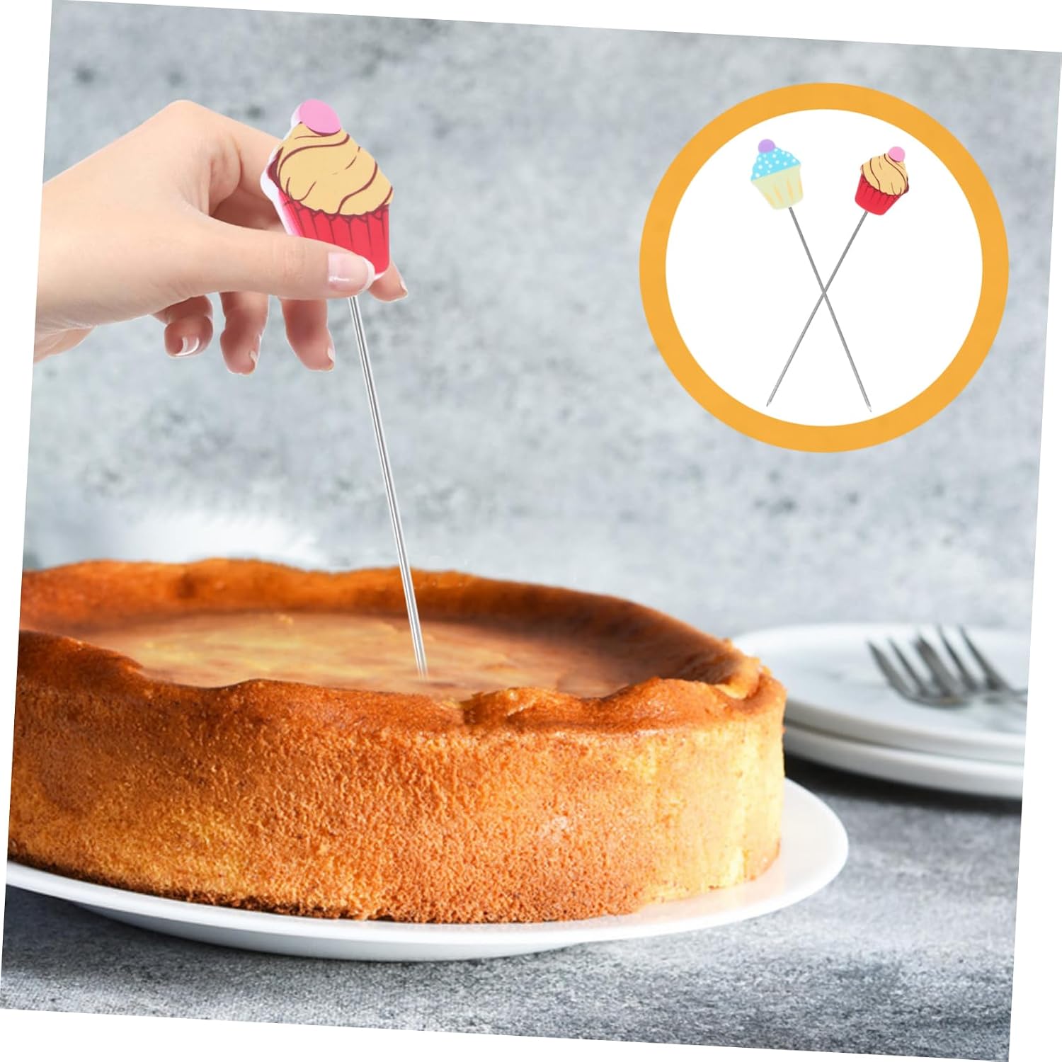 2pcs Stainless Steel Cake Testing Tool for Baked Goods Accuracy