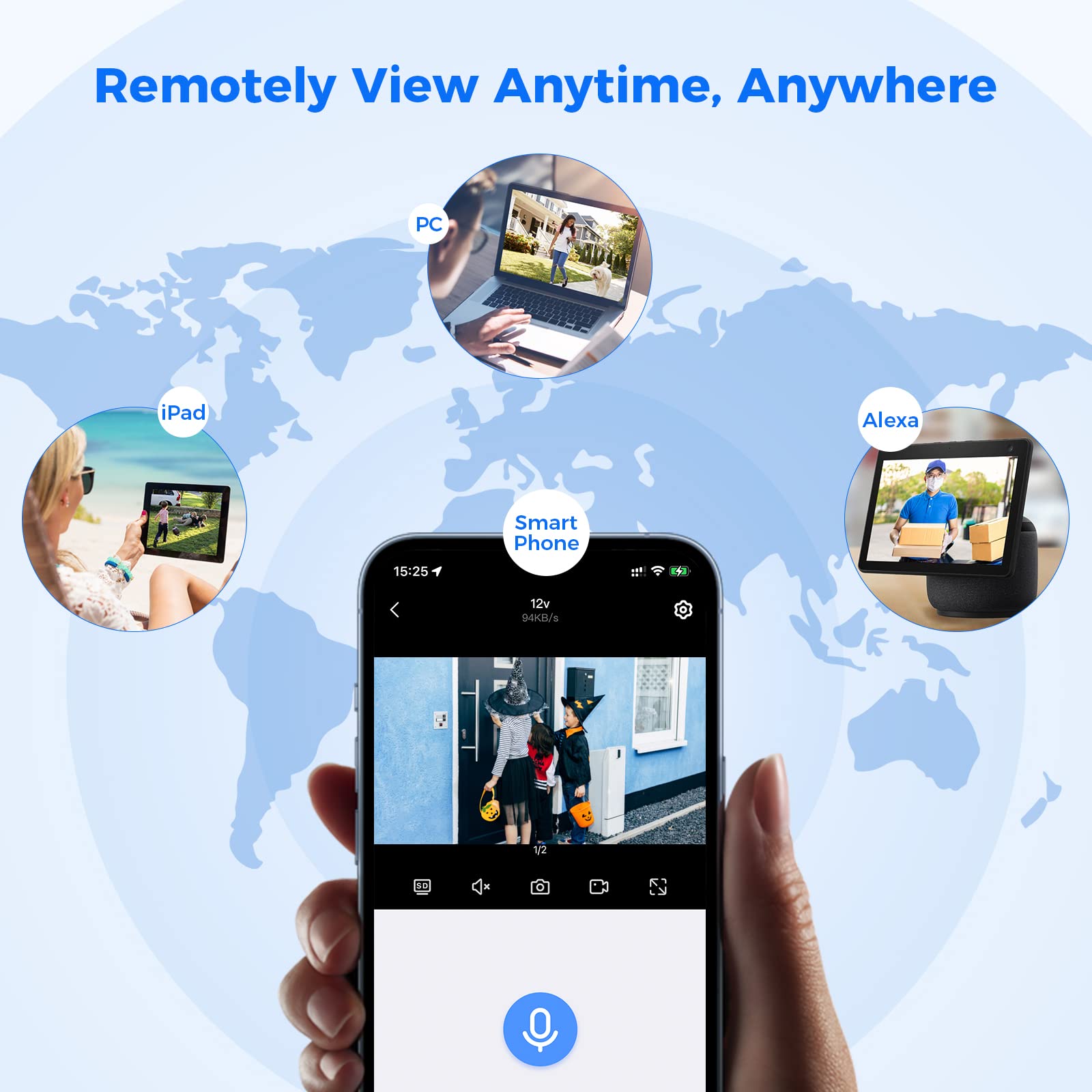 Hiseeu 2K PTZ Caméra de Surveillance WiFi, PTZ Caméra IP Vision Nocturne Couleur Détection Humaine Suivi Automatique 355° 90°,Son d'Alarme Audio Bidirectionnel Carte SD, Kit Compatible, IP66