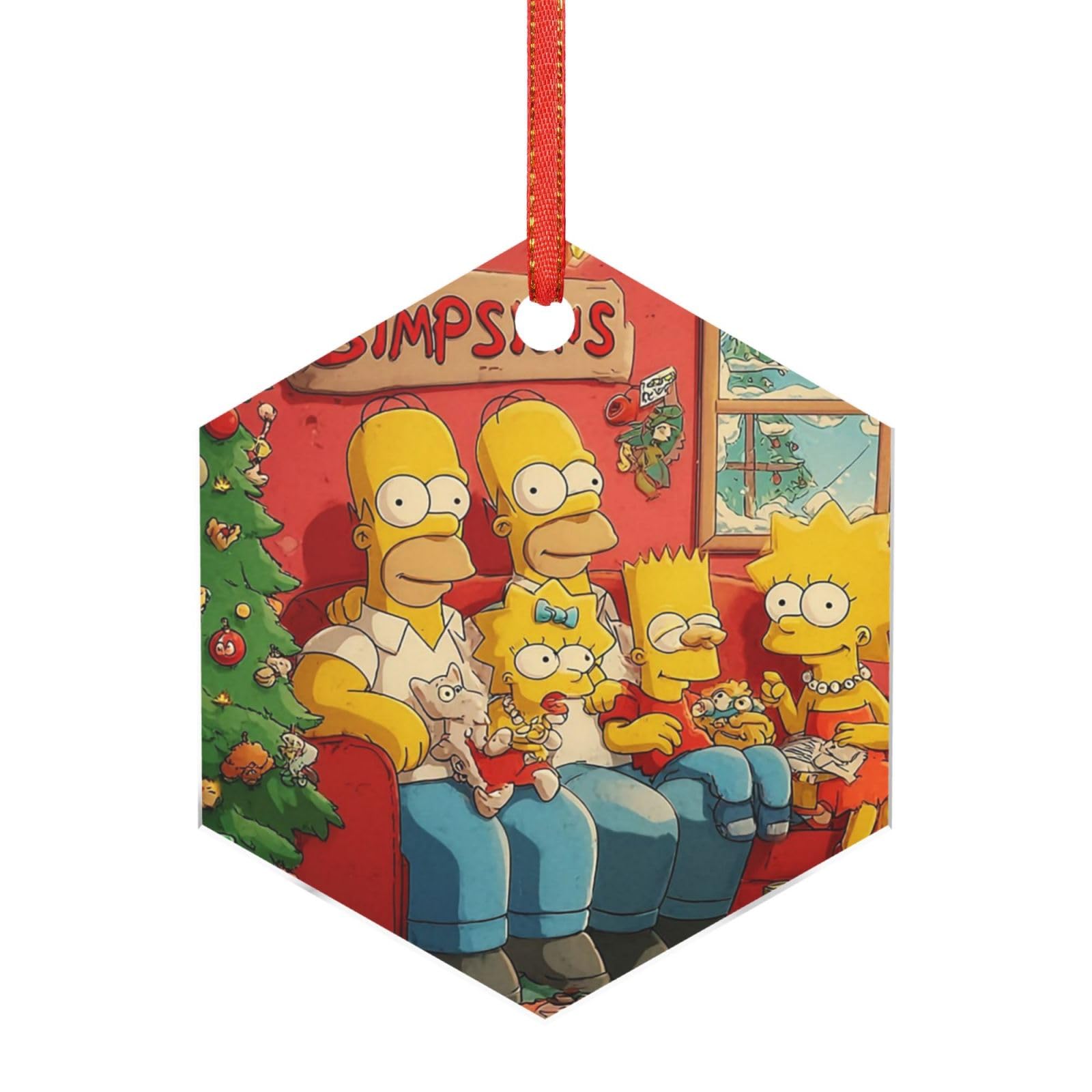 Hjkjkkj Hexagon Acrylic Ornament Christmas Tree Decoration Clear Round Pendant With Red Ribbon Simpsons Christmas Ornaments Indoor Outdoor Hanging Acrylic Pendants For Xmas Party Decor