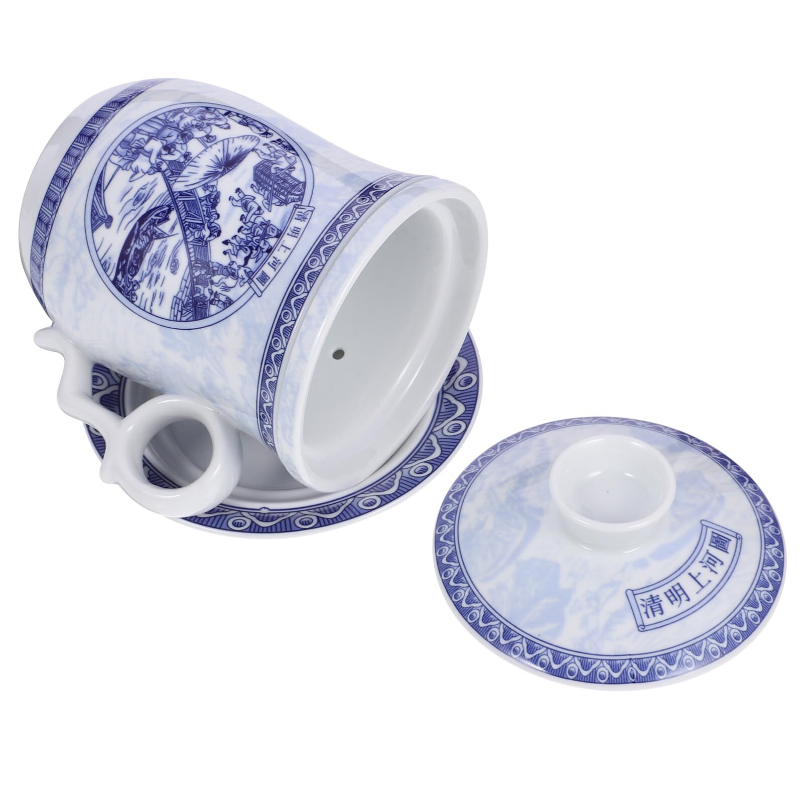 LABRIMP 1ensemble Tasse à Thé Céramique Chinoise Avec Infuseur Et Couvercle Design Rétro Pour Bureau Et Réunions Familiales Pratique Et Décoratif
