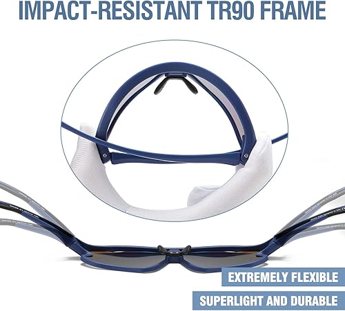 Miniatura 6 de DUCO Gafas de sol para niños y jóvenes, ligeras, con montura TR90, UV400, para béisbol, ciclismo, para niños y niñas, DK268