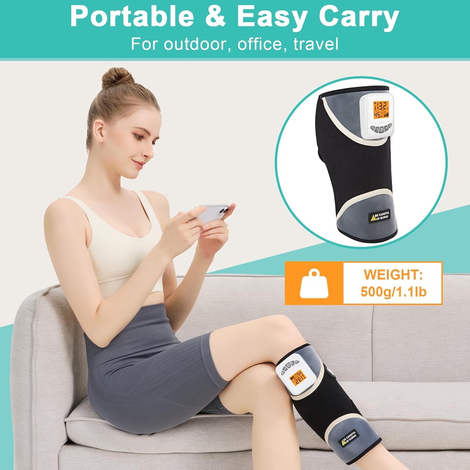 AOBOCO Cordless Leg Heating Pad with Vibration, 5000mAh Rechargeable Leg Massagers for Circulation and Pain Relief with Heat, Wearable Wrap Around Thigh or Calf Leg Massagers, Gift for Men Women