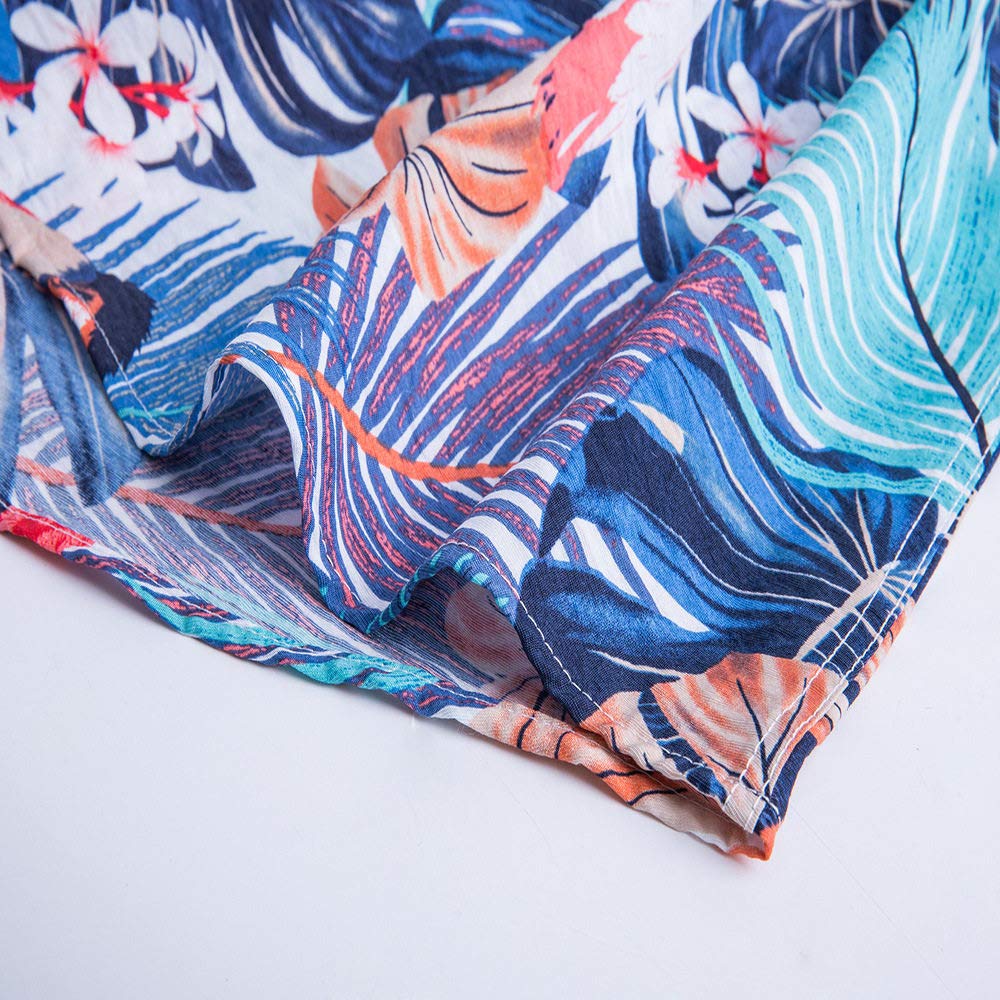 Camicia Maniche Corte Uomo, Camicie Casual da Uomo Stampa Creativa con Barca A Vela Camicia Hawaiana Bianca Camicia A Maniche Corte con Colletto Cubano Camicia da Spiaggia da Uomo Button Down Top PE