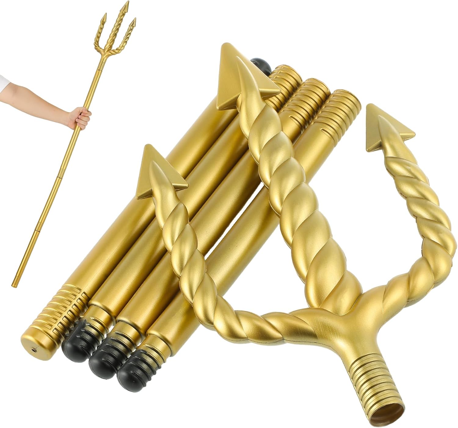 Devil Trident, 54In Gold Trident Plastic Spearing Toys Neptune King Staff Devil Costume Accessory for Adults Halloween Cosplay