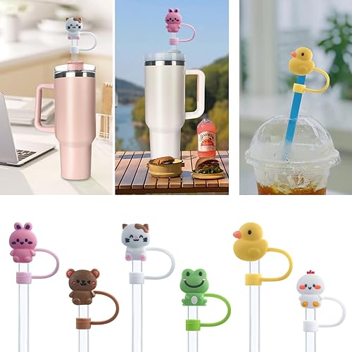 Miniatura 6 de Fundas de paja de silicona compatibles con copas Stanley, tapas de popote a prueba de polvo para botellas de agua