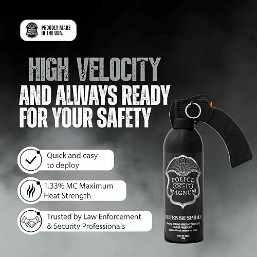 Miniatura 8 de POLICE MAGNUM Spray de pimienta grande para seguridad de defensa del hogar, protección segura no letal, potente espray de niebla de 25 pies de