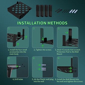 JOYTORN Wall Mount Kit Compatible with Xbox Series X with Controller and Headset Stand-Black Metal