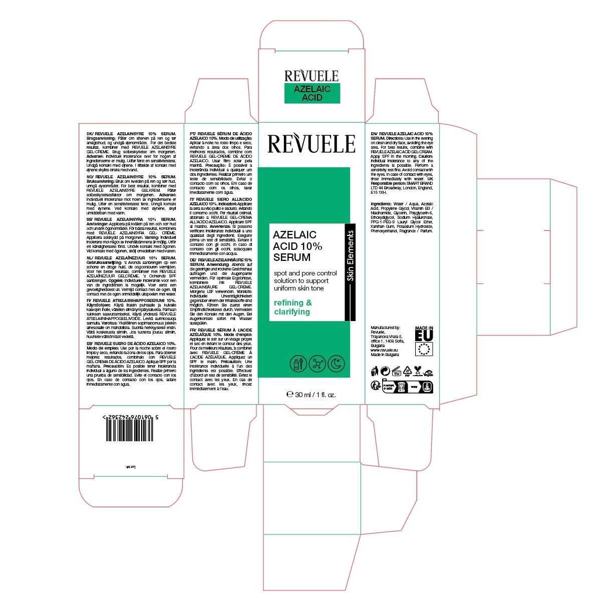 Revuele Ácido azelaico 10% sérum facial – Cuidado concentrado para refinar el aspecto de la piel, reduce los poros visibles, equilibra el tono de la piel y suaviza el enrojecimiento, 30 ml - 2